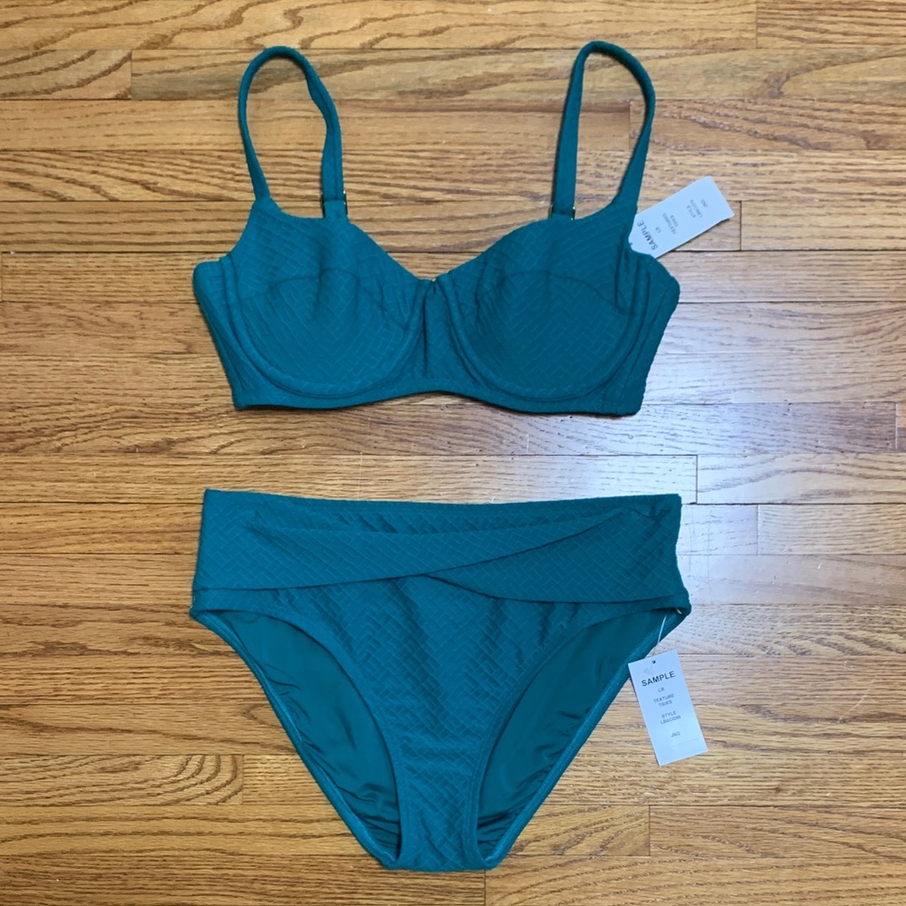 La Blanca swimsuit - balconette bikini set with mid rise bottom, textured tides